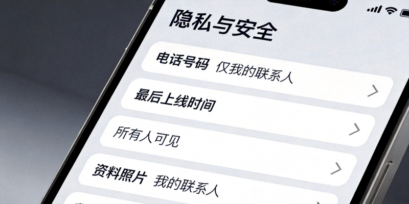 Telegram隐私设置页面截图，展示电话号码、最后上线时间、资料照片等选项