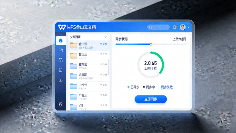 WPS金山云文档同步界面，展示文件列表和同步状态